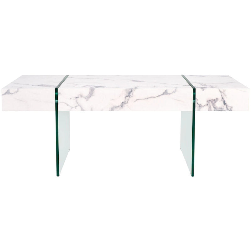 Table basse rectangulaire pieds en verre