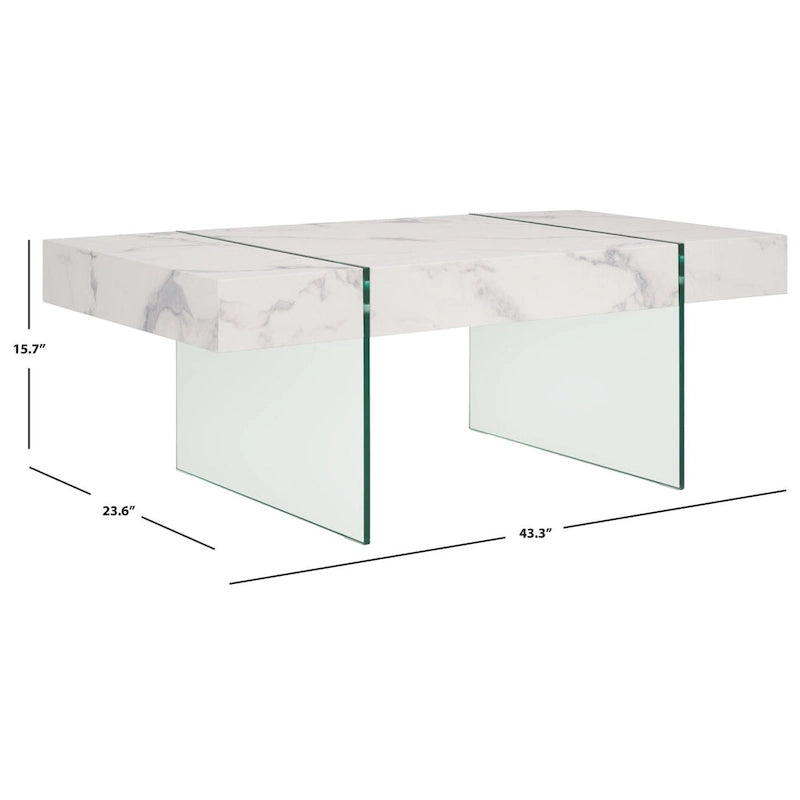 Table basse rectangulaire pieds en verre