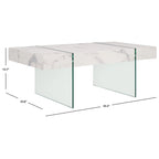 Table basse rectangulaire pieds en verre