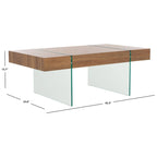 Table basse rectangulaire pieds en verre