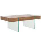 Table basse rectangulaire pieds en verre