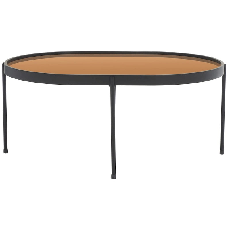 Table basse ovale miroir - 32 po L x 23 po P x 14 po H - 32Lx23Px14H
