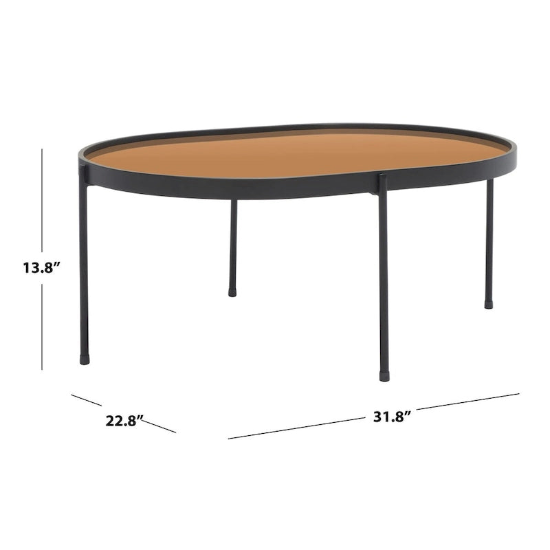 Table basse ovale miroir - 32 po L x 23 po P x 14 po H - 32Lx23Px14H