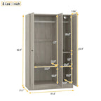 Armoire à 3 portes persiennes avec étagères