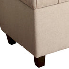 Banc en bois capitonné en tissu avec rangement à charnière, crème et marron