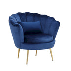 Fauteuil lounge en velours bleu - 29 H x 32.5 L x 31.5 P
