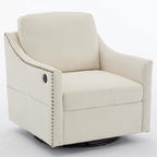 Fauteuil pivotant d'appoint en tissu moderne avec ports USB