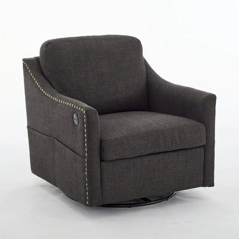 Fauteuil pivotant d'appoint en tissu moderne avec ports USB