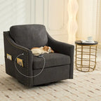 Fauteuil pivotant d'appoint en tissu moderne avec ports USB