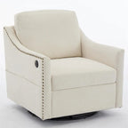 Fauteuil pivotant d'appoint en tissu moderne avec ports USB