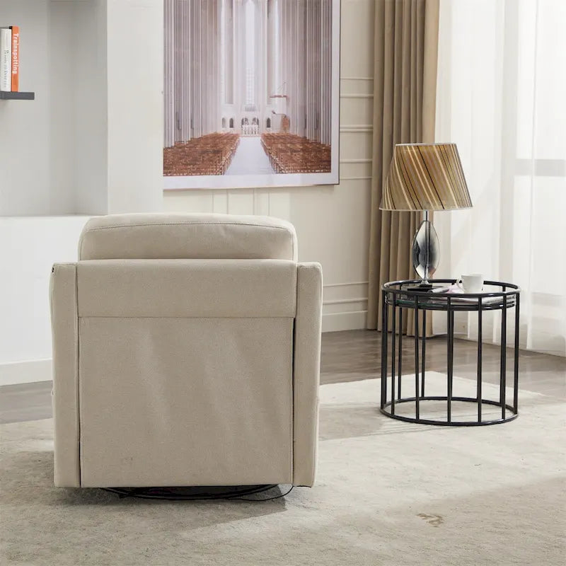 Fauteuil pivotant d'appoint en tissu moderne avec ports USB