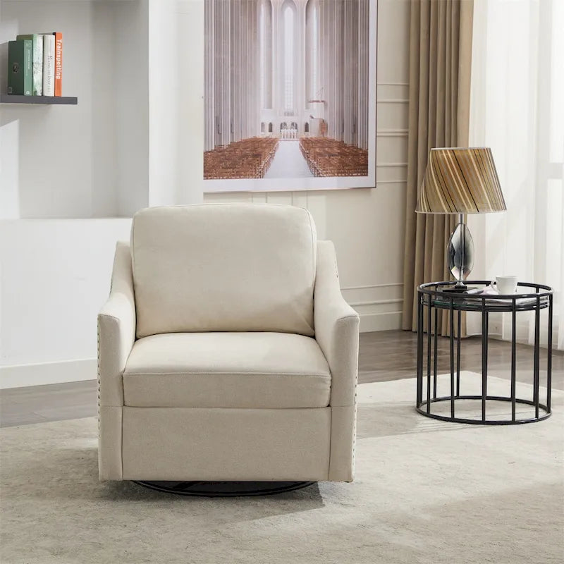 Fauteuil pivotant d'appoint en tissu moderne avec ports USB