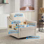 Fauteuil pivotant d'appoint en tissu moderne avec ports USB