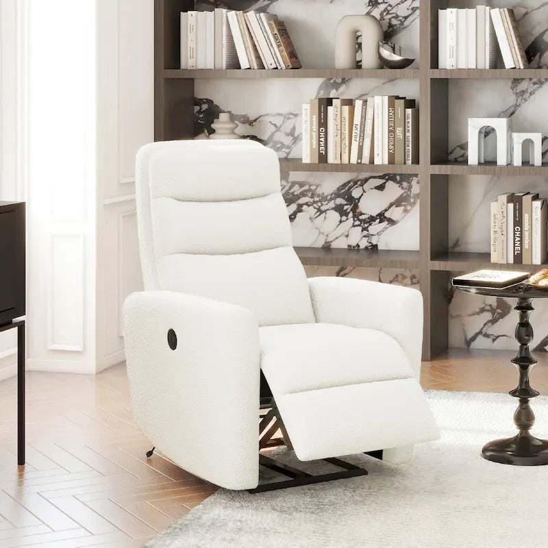 Fauteuil inclinable motorisé à dossier haut en bouclette de 35,5 po