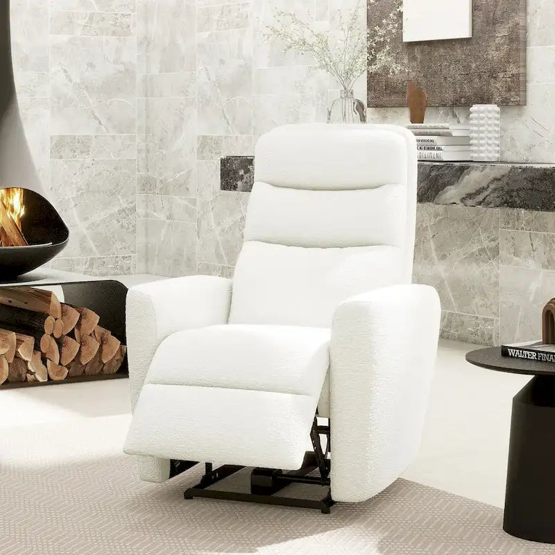 Fauteuil inclinable motorisé à dossier haut en bouclette de 35,5 po
