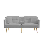 Canapé-lit futon en velours avec pieds en métal doré pour salon, entrée, couloir, bureau