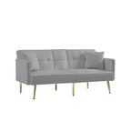Canapé-lit futon en velours avec pieds en métal doré pour salon, entrée, couloir, bureau