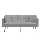Canapé-lit futon en velours avec pieds en métal doré pour salon, entrée, couloir, bureau