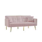 Canapé-lit futon en velours avec pieds en métal doré pour salon, entrée, couloir, bureau