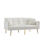 Canapé-lit futon en velours avec pieds en métal doré pour salon, entrée, couloir, bureau