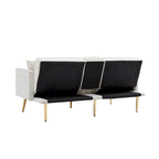 Canapé-lit futon en velours avec pieds en métal doré pour salon, entrée, couloir, bureau