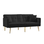 Canapé-lit futon en velours avec pieds en métal doré pour salon, entrée, couloir, bureau