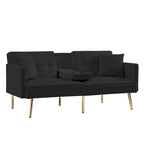 Canapé-lit futon en velours avec pieds en métal doré pour salon, entrée, couloir, bureau
