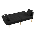 Canapé-lit futon en velours avec pieds en métal doré pour salon, entrée, couloir, bureau