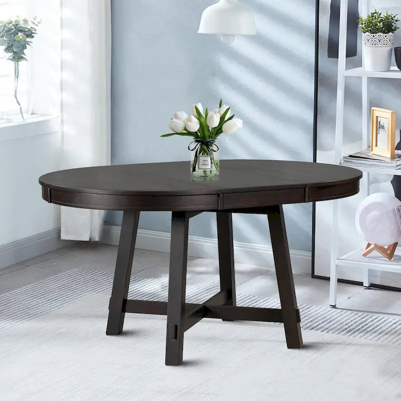 Table de salle à manger extensible vintage et élégante avec rallonge amovible