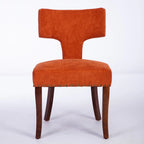 Chaises de salle à manger modernes, chaise d'appoint rembourrée en tissu lin style fermier, dossier incurvé avec clous en cuivre