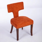 Chaises de salle à manger modernes, chaise d'appoint rembourrée en tissu lin style fermier, dossier incurvé avec clous en cuivre