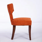 Chaises de salle à manger modernes, chaise d'appoint rembourrée en tissu lin style fermier, dossier incurvé avec clous en cuivre