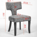 Chaises de salle à manger modernes, chaise d'appoint rembourrée en tissu lin style fermier, dossier incurvé avec clous en cuivre