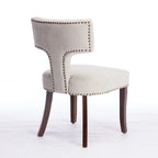 Chaises de salle à manger modernes, chaise d'appoint rembourrée en tissu lin style fermier, dossier incurvé avec clous en cuivre
