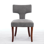 Chaises de salle à manger modernes, chaise d'appoint rembourrée en tissu lin style fermier, dossier incurvé avec clous en cuivre
