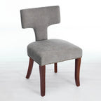 Chaises de salle à manger modernes, chaise d'appoint rembourrée en tissu lin style fermier, dossier incurvé avec clous en cuivre