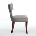 Chaises de salle à manger modernes, chaise d'appoint rembourrée en tissu lin style fermier, dossier incurvé avec clous en cuivre