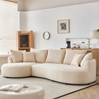 122.8 Canapé courbé en tissu Teddy moderne en forme de nuage – Gauche