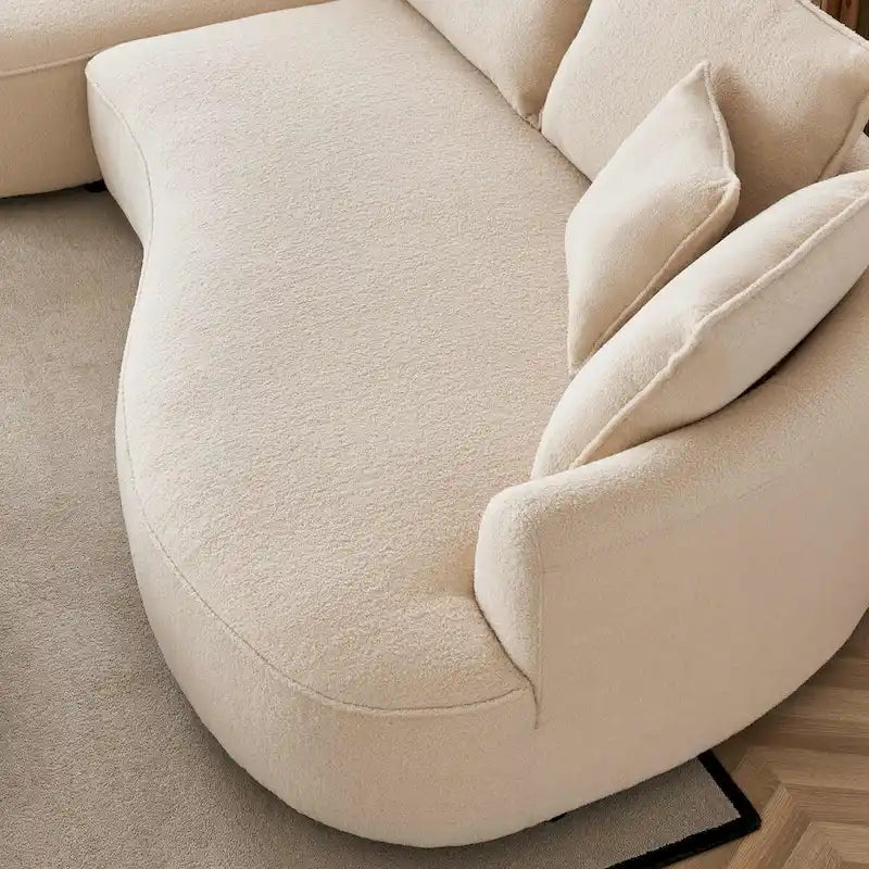 122.8 Canapé courbé en tissu Teddy moderne en forme de nuage – Gauche