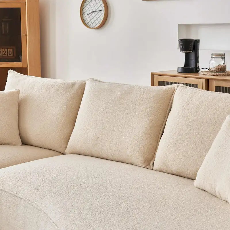 122.8 Canapé courbé en tissu Teddy moderne en forme de nuage – Gauche