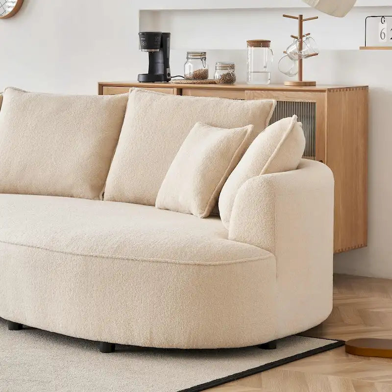 122.8 Canapé courbé en tissu Teddy moderne en forme de nuage – Gauche