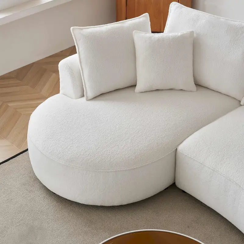 122.8 Canapé courbé en tissu Teddy moderne en forme de nuage – Gauche