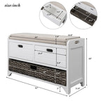 Banc de rangement avec panier amovible et 2 tiroirs