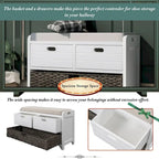Banc de rangement avec panier amovible et 2 tiroirs