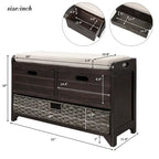 Banc de rangement avec panier amovible et 2 tiroirs