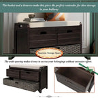 Banc de rangement avec panier amovible et 2 tiroirs