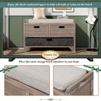 Banc de rangement avec panier amovible et 2 tiroirs