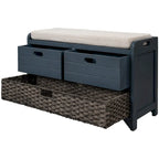 Banc de rangement avec panier amovible et 2 tiroirs