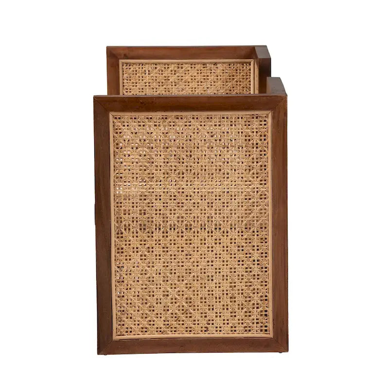Banc d'appoint Bohème en rotin clair et bois d'acacia