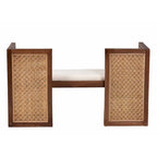 Banc d'appoint Bohème en rotin clair et bois d'acacia